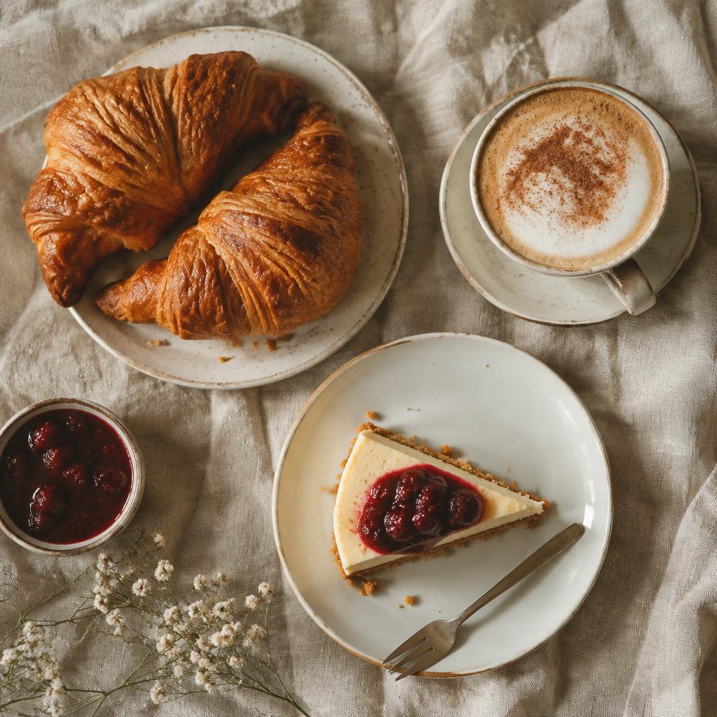 Croissanty, sernik i cappuccino
